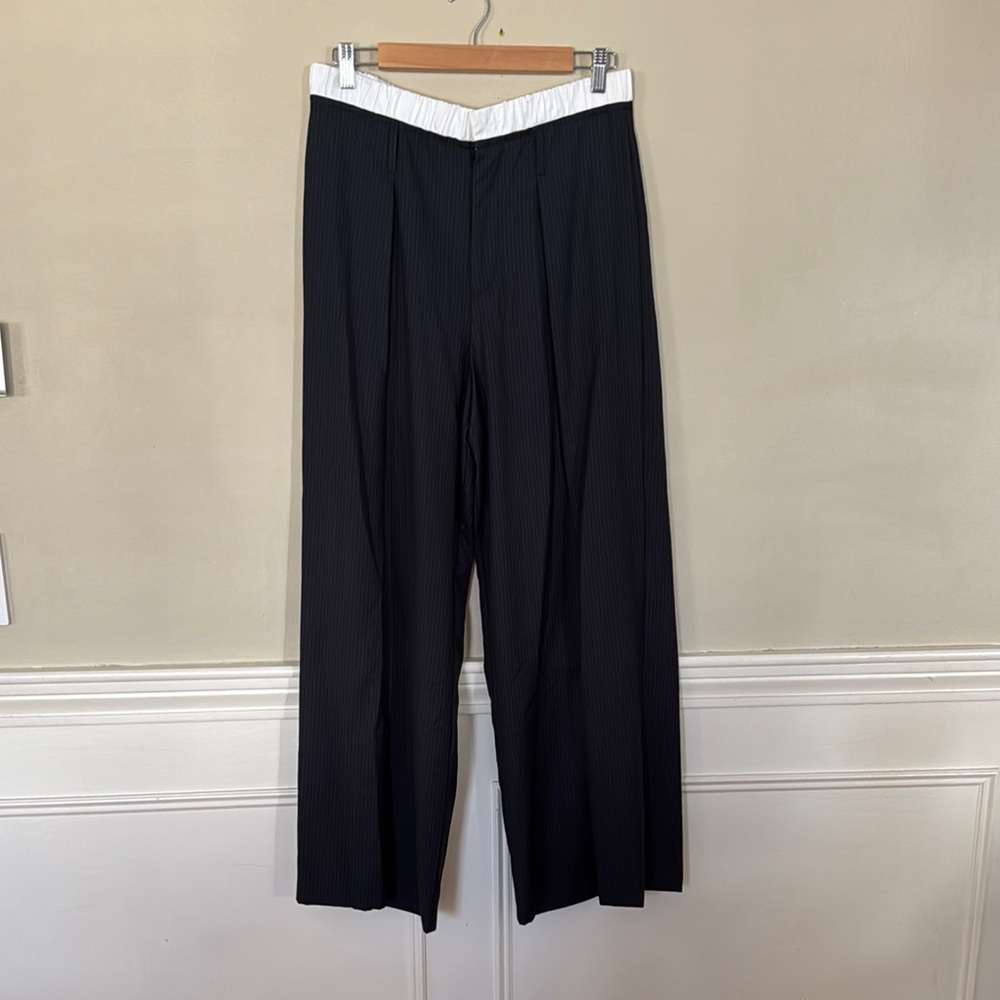 Zara Navy Pinstripe Trousers